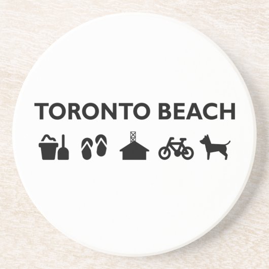 トロントビーチアイコンモノトーンのブラック コースター (正面)