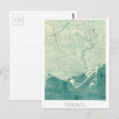 トロントマップブルーヴィンテージ水彩 ポストカード (正面/裏面)