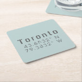 トロント緯度・経度 スクエアペーパーコースター (アングル)
