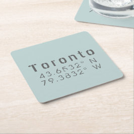 トロント緯度・経度 スクエアペーパーコースター