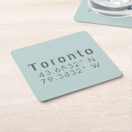 トロント緯度・経度 スクエアペーパーコースター (アングル)