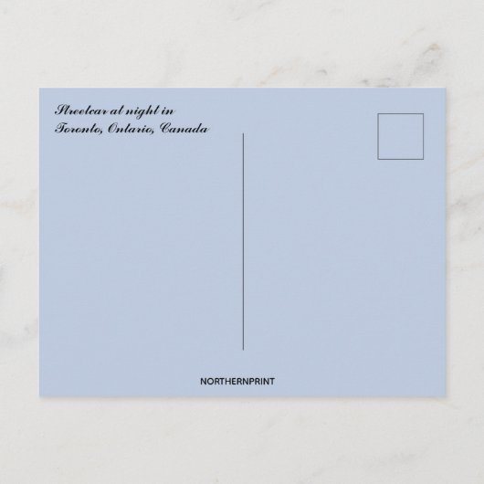 トロント・オンタリオの夜の路面電車 ポストカード (裏面)