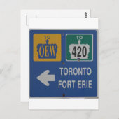 トロント，フォートエリーカナダロードサイン ポストカード (正面/裏面)