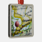 トロント、地図のカナダに置かれるピンの地図を描いて下さい メタルオーナメント (右)