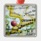 トロント、地図のカナダに置かれるピンの地図を描いて下さい メタルオーナメント (正面)