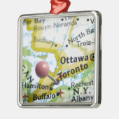 トロント、地図のカナダに置かれるピンの地図を描いて下さい メタルオーナメント (左)