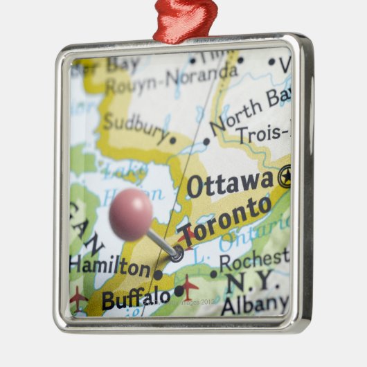 トロント、地図のカナダに置かれるピンの地図を描いて下さい メタルオーナメント (左)