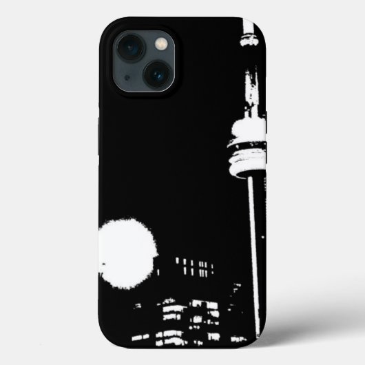 トロントCNタワーの白黒ステンシル Case-Mate iPhoneケース (裏面)