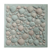 トロンプ・ルイユの海洋生物シェルモザイク ID1190a タイル (正面)