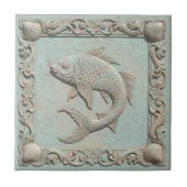 トロンプ・ルイユの海洋生物魚 ID1190f タイル (正面)