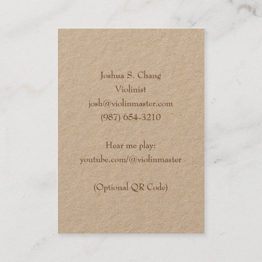 トロンペロエイルヴァイオリン&ボウストリンエレガントミュージシャン 名刺 (裏面)