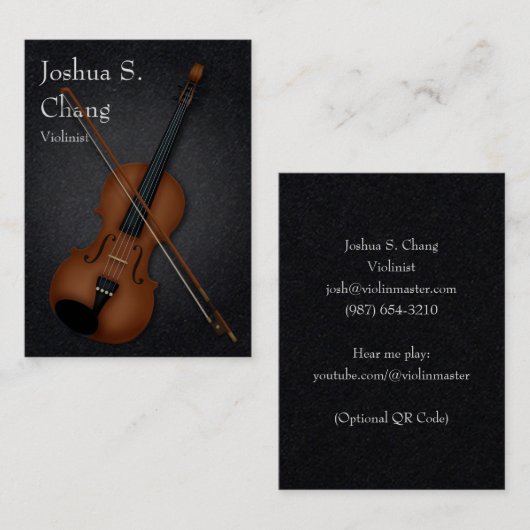 トロンペロエイルヴァイオリン&ボウミュージシャンズ(ホワイト文字) 名刺 (正面/裏面)