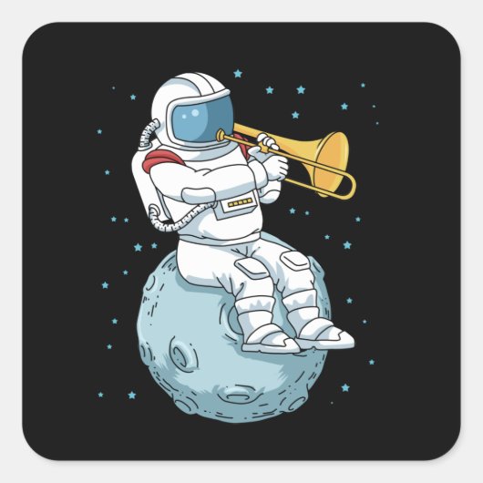 トロンボンギフトジャズミュージックマーチングバンドトロンボーン スクエアシール (正面)