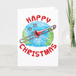 トロンボンクリスマスカードトロンボニストブラスミュージシャン サンキューカード