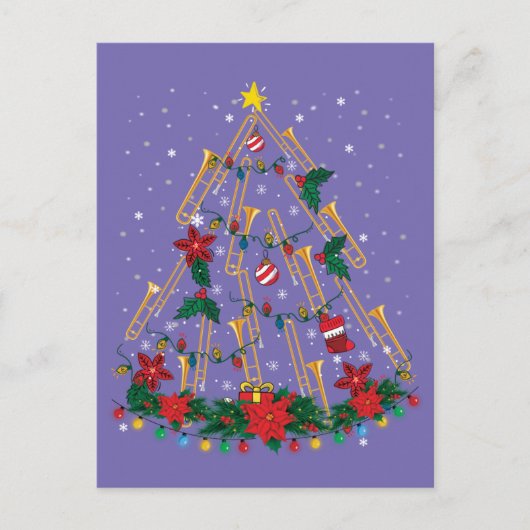 トロンボンクリスマスツリーオーナメントおもしろいミュージックバンド ポストカード (正面)