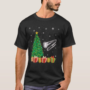トロンボンクリスマスツリー照明サンタハットトロンボーンChr Tシャツ