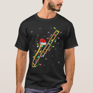 トロンボンミュージックラバークリスマスライツサンタトロンボーンCh Tシャツ