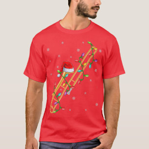 トロンボンミュージックラバークリスマスライツサンタトロンボーンCh Tシャツ