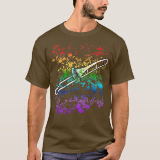 トロンボンレインボーカラーズトロンボンストブラスミュージシャン Tシャツ