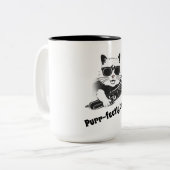 トロンボーンが描かれた可愛い猫 ツートーンマグカップ (正面左)