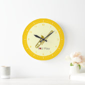トロンボーンのイラストレーションを含む時計 ラージ壁時計 (ホーム)