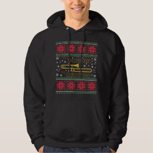 トロンボーンのマーチングバンドの醜いクリスマスのセーター パーカ