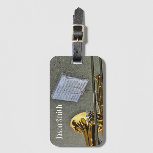 トロンボーンの一流の金管楽器の例 ラゲッジタグ (正面縦)