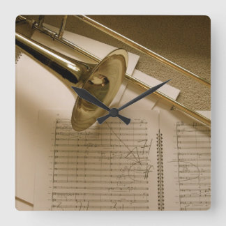 トロンボーンの時計 スクエア壁時計