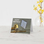 トロンボーンの真鍮の楽器の誕生日 カード (黄色い花)