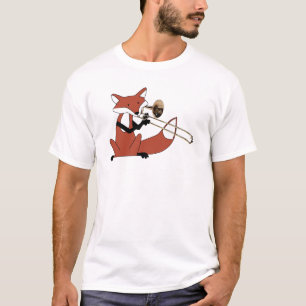 トロンボーンを遊んでいるキツネ Tシャツ