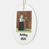 トロンボーンプレーヤーのパーソナライズなオーナメント セラミックオーナメント (左)