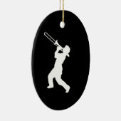 "トロンボーンプレーヤー"のデザインギフトおよびプロダクト セラミックオーナメント (右)