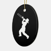 "トロンボーンプレーヤー"のデザインギフトおよびプロダクト セラミックオーナメント (左)