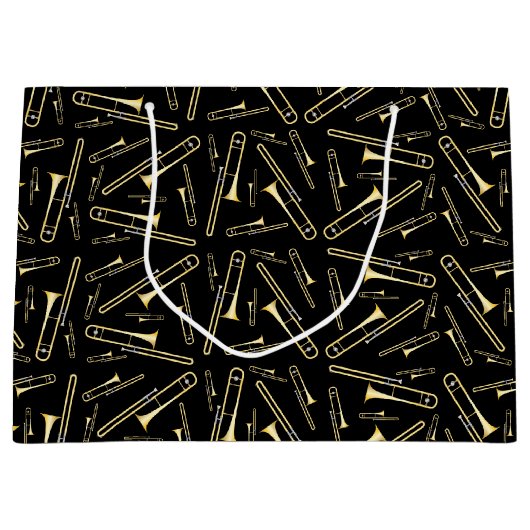 トロンボーンミュージシャンバンド先生 ラージペーパーバッグ (正面)