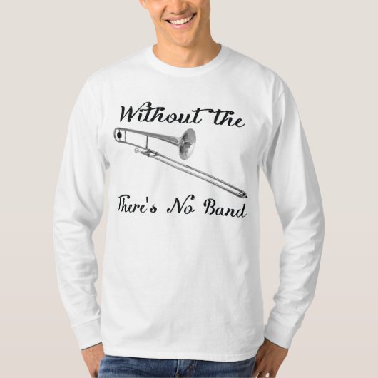 トロンボーンメンズ基本的な長袖のティー Tシャツ (正面)