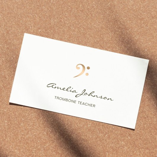 トロンボーン先生金ゴールドバスクレフ、 音符記号プロフェッショナル 名刺