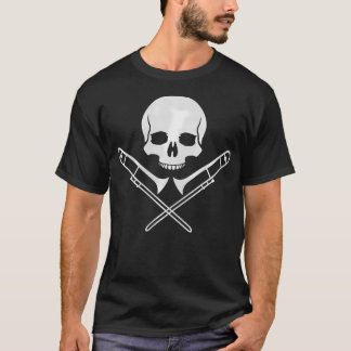 トロンボーン奏者のためのドクロ+クロスボーンの面白いデザインのTシャツ Tシャツ