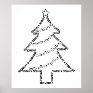 トロンボーン文字クリスマスツリー ポスター