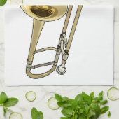 トロンボーン漫画イラストレーション キッチンタオル (折り畳み)