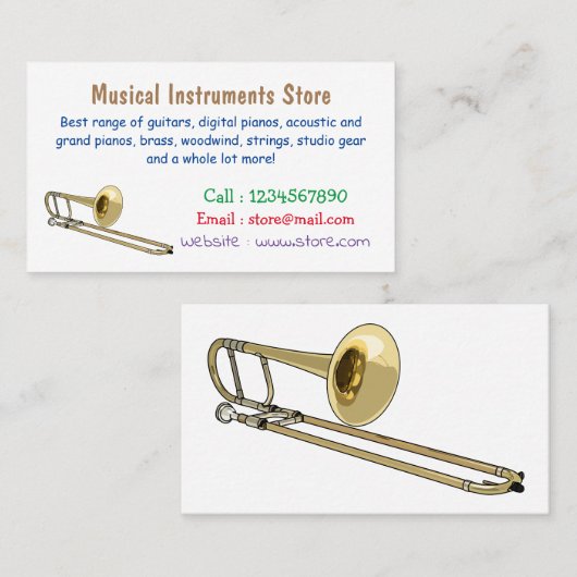 トロンボーン漫画イラストレーション 名刺 (正面/裏面)