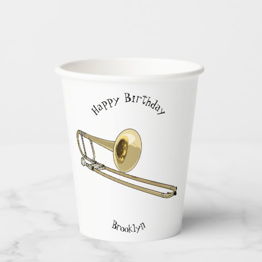 トロンボーン漫画イラストレーション 紙コップ (正面)
