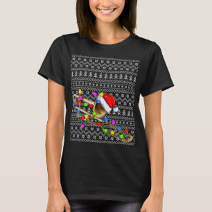 トロンボーン照明クリスマススセーター醜いトロンボンクリス Tシャツ