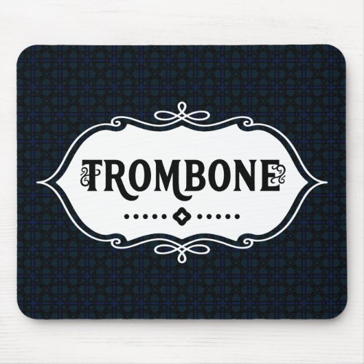トロンボーン白のエンブレム マウスパッド (正面)