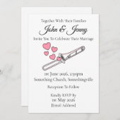 トロンボーン結婚式招待状ブラスミュージシャン 招待状 (正面/裏面)