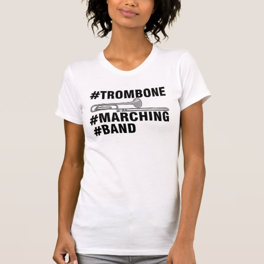 トロンボーン行進バンドのハッシュタグ Tシャツ (正面)