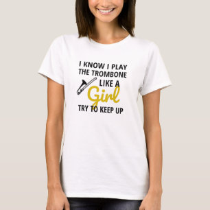 トロンボーン選手の少女 トロンボニスト女性トロンボーン Tシャツ