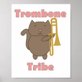 トロンボーン部 かわいい茶色の猫 ピンクの文字 ポスター (正面)
