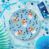 トロンボーン雪だるま音符パターン ペーパープレート (パーティー)