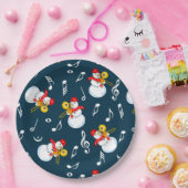 トロンボーン雪だるま音符パターン ペーパープレート (パーティー)