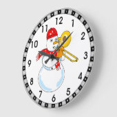 トロンボーン雪だるま ラージ壁時計 (傾斜)